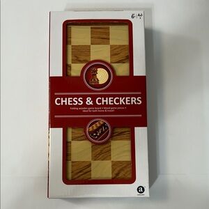 Wooden Chess & Checkers Folding Wooden Game  Board Set